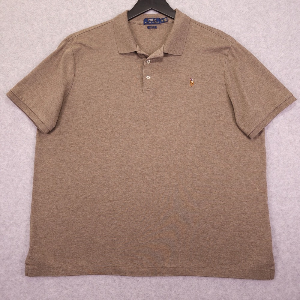 Polo Ralph Lauren Polo Shirt Mens XL Brown Classic Fit Jersey Knit Flesh Pony